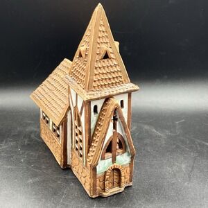 Lithuanian Clay Pottery House Tea Fairy Light Candle Holder Church Lithuania